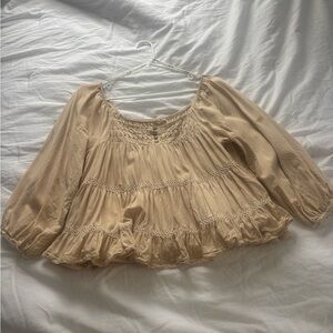 Miss Me Cream Button-Front Blouse